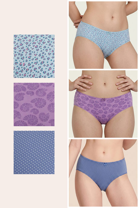 Zivame Regular Rise Full Coverage Hipster Panty (Pack of 3) - Multicolor — image 2